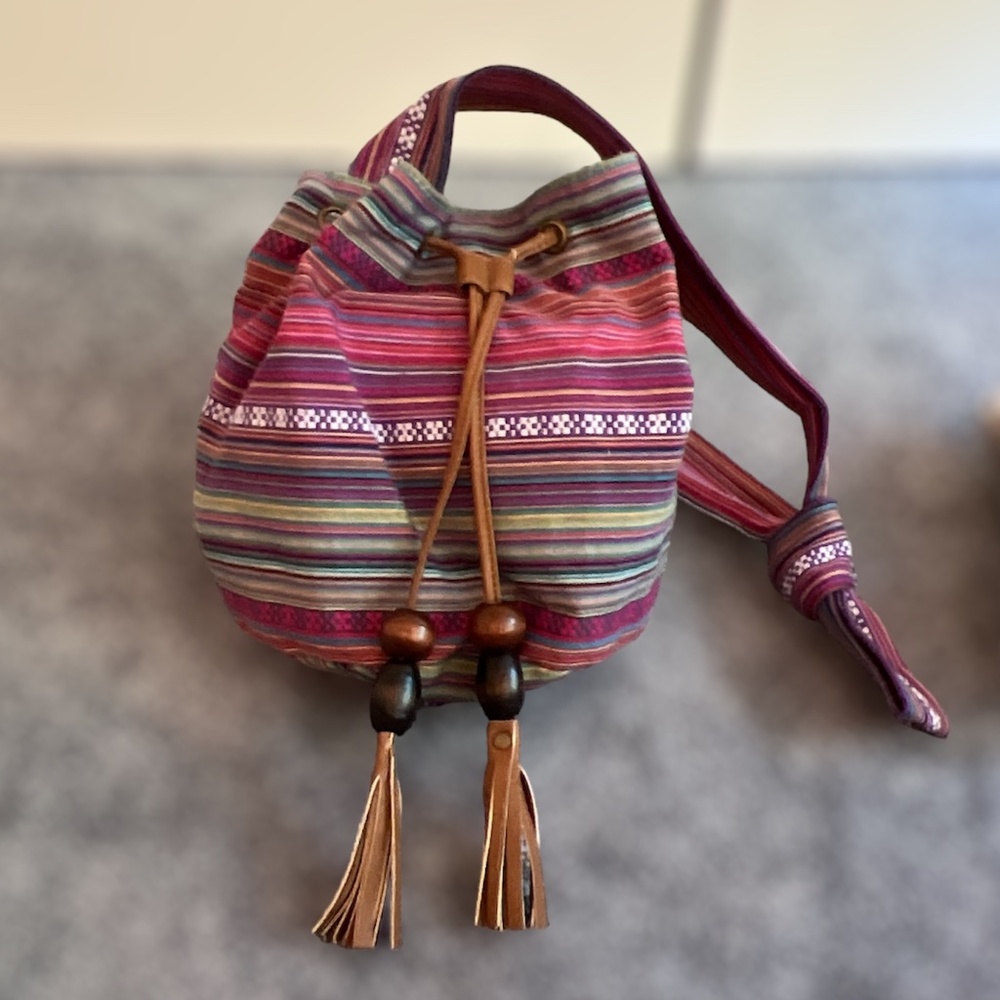 !!!FINAL DROP!!! Brash Multi Fabric Bucket/Hobo Bag with Faux Leather Tassels